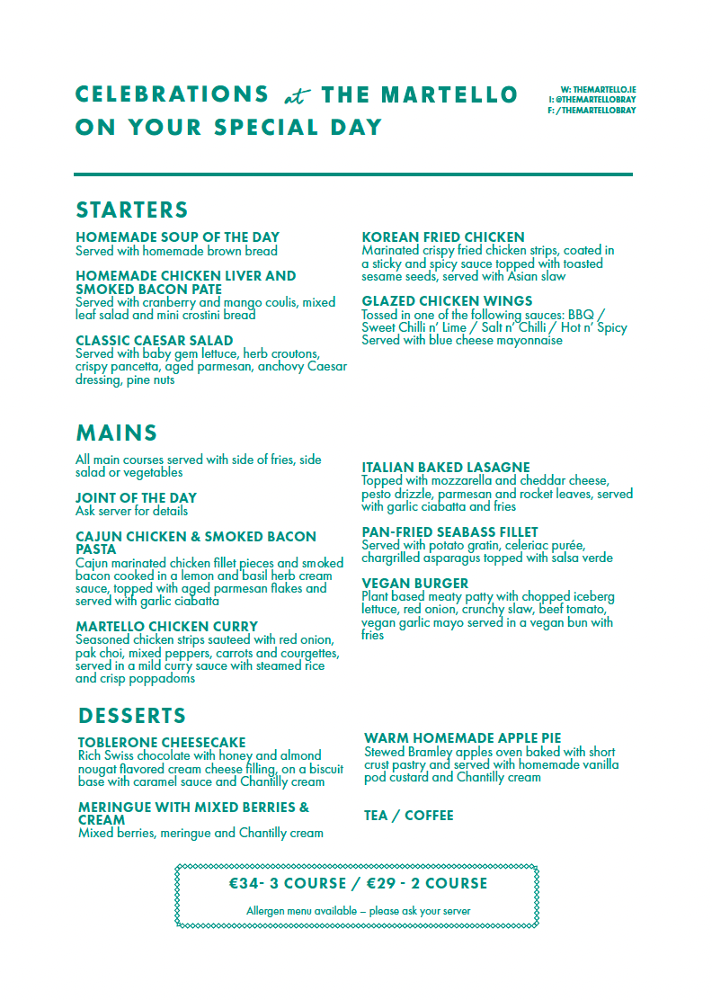 2026 communion confirmation menus