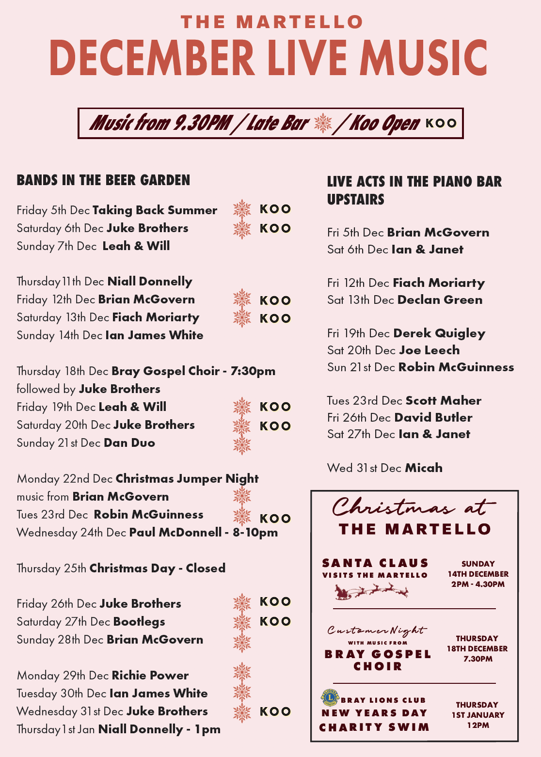 december 2025 live music martello